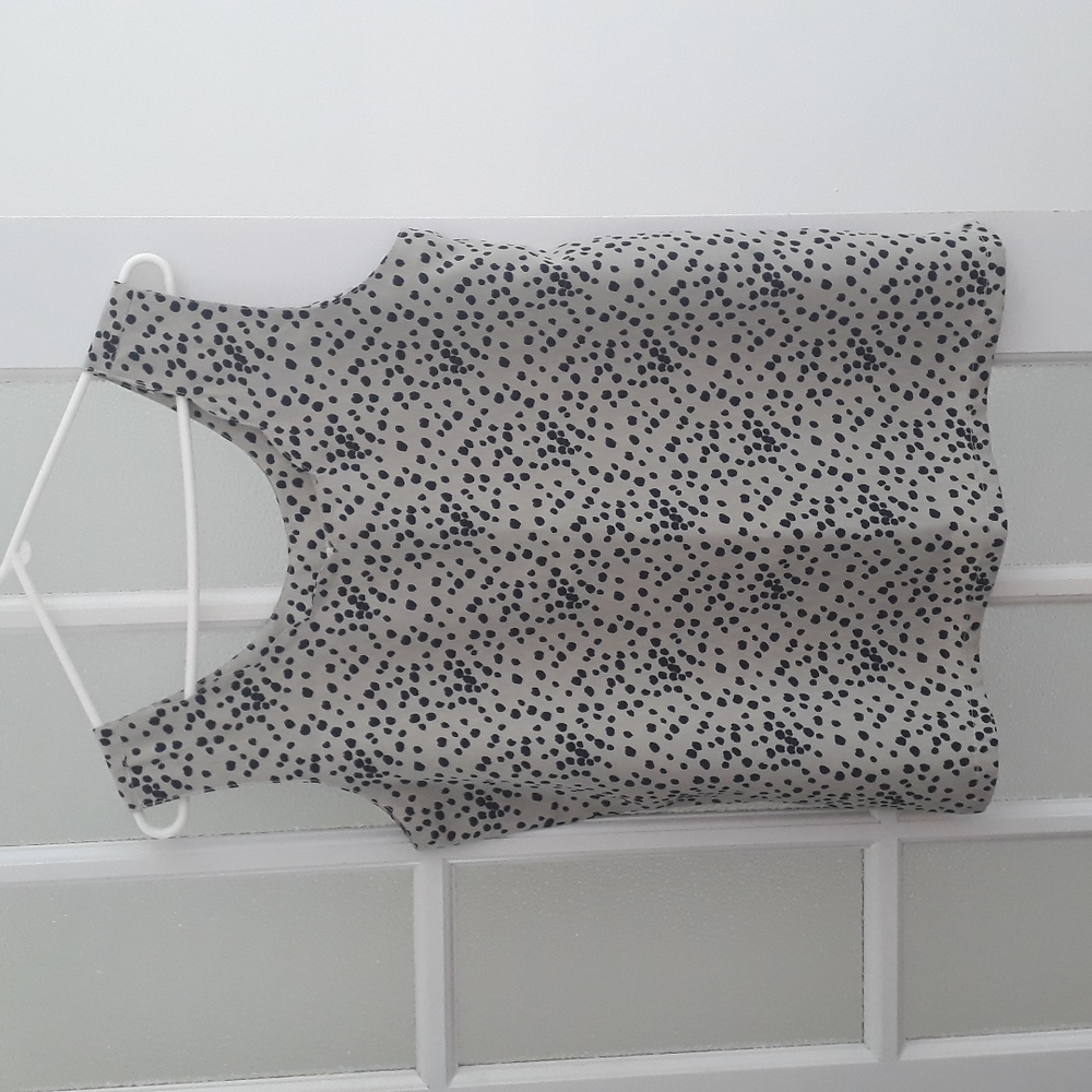 Vintage Silver Gray & Navy Blue Animal Print Top